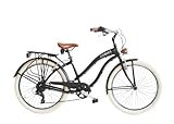 Airbici Fahrrad Beachcruiser Damen 26' Schwarz | City-Bike | BeachCruiser Bike 26 Zoll 6-Gang,...