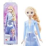 Mattel Disney Prinzessin Elsa Puppe, Die Eiskönigin Puppe im Reiseoutfit, kämmbare blonde Haare,...