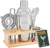 10-teiliges Premium Bartender Set mit Mahagoni-Holz & Edelstahl – Inkl. Cocktail Shaker,...
