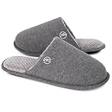 EverFoams Herren Klassische Memory Foam Hausschuhe, Atmungsaktive Frottee Pantoffeln, Dunkelgrau,...