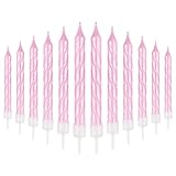 Spiralförmige Geburtstagskerzen-Set, 24 Stück, Party-Kerzen für Kuchen, rosa Happy...