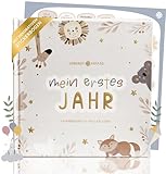 Lebenskompass Babyalbum Mein erstes Jahr 'PURE' mit über 75 Stickern & Spruchkarte EXTRA - Ein Baby...