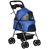 PawHut Hundewagen Hundebuggy mit Klappfunktion Pet Stroller für kleine Hunde und Katzen...