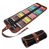 Cerioll 72 Löcher Verpackungshalter, Federmappe, Leder-Rolltasche für Stifte, Bleistift Wrap...