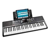 RockJam Compact 61 Key Keyboard with Sheet Music Stand, Power Supply, Piano Note Stickers & Simply...