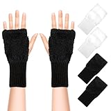 TAGVO 2 Paar Damen Kunstpelz Thermisch Fingerlose Handschuhe Thermo Winterhandschuhe Kaschmir Süß...