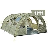 CampFeuer Zelt Multi für 4 Personen | Olivgrün | Tunnelzelt mit riesigem Vorraum, 5000 mm...