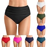 Generisch Bikinihose Damen High Waist Bauchweg Badeshorts Sexy Leicht Stretch Bikinihosen Retro...