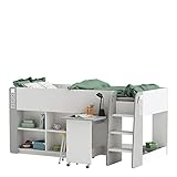 habeig Kinderbett HOCHBETT Weiss #070 Schreibtisch auf Rollen + Treppen KOMBIBETT 90x200cm