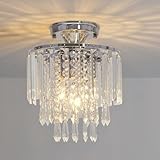 FRIDEKO HOME Modern Kronleuchter Kristall Deckenleuchte Chrom,Kleine Kristall Deckenlampe E27...