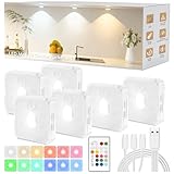 GBEAST 6 Stück Schrankbeleuchtung mit Fernbedienung, Unterbauleuchten, Puck-Lichter mit...