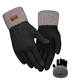 FORVEVO Handschuhe Damen Winter mit Fleecefutter,Touchscreen Warme Weich Strickhandschuhe,Thermo...