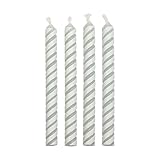 PME CA028 weiß gestreifte Kerzen, klein, Kunststoff, Ivory, 0.4 x 0.5 x 4.8 cm, 24 Stück