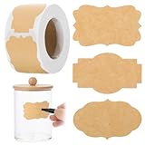 Nogeqi 500 Stück Marmeladen Etiketten Selbstklebend 2 Rolle, Krafts Aufkleber zum Beschriften,...