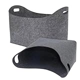 ETUCYNG Filz Brennholz Transport Filzkorb | 2er Set Aufbewahrungskörbe aus Holz | Faltbare...