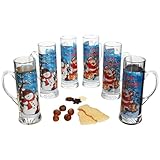 MamboCat Frohe Weihnachten 6er Set Glühweingläser mit Henkel I 200ml, geeicht, H17,5cm I Teeglas...