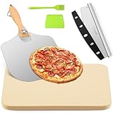 GOFOWRK Pizzastein 5er Set, 38 x 30 cm Großes Rechteckiges Pizzastein für Backofen & Gasgrill &...