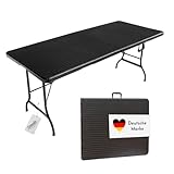 Lemodo Klapptisch in Rattan-Optik, Gartentisch klappbar 180 x 75 cm, Buffettisch bis 150 kg...