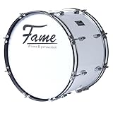Fame Marching Bass Drum 20'x12', Weiß, 7-Lagen Lindenholz Kessel, Inklusive Tragegurt & Beater,...