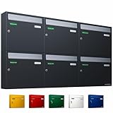 AL Briefkastensysteme Basic 6er Briefkasten RAL 7016 Anthrazit Grau/Einwurfklappe RAL 9006 Weiß...