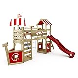 WICKEY Spielturm Klettergerüst StormFlyer mit Schaukel & roter Rutsche, Outdoor Kinder Kletterturm...