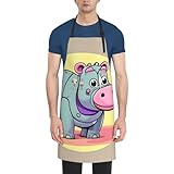 HVTTIOR Küchenschürze mit Cartoon-Nilpferd-Druck, wasserdicht, 71,1 x 83,8 cm, für Erwachsene,...