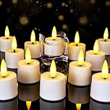 merrynights LED-Teekerzen mit Timer, flammenlos, Weiß, 12 Stück
