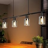 Kowanie Hängelampe 4 flammig Pendelleuchte esstisch - Vintage Esstischlampe hängend Schwarz...