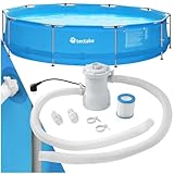tectake® Swimming Pool, Aufstellpool Komplettset groß, Swimmingpool rund, Leichter Auf- und Abbau,...