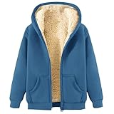 Plüschjacke Damen Ohne Kapuze, Fleecejacke Mit Taschen Übergangsjacke Mit Reißverschluss Große...