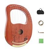 Rayzm Leier Harfe, Massivholz Mahagoni Lyre Instrument mit Patent Design, tragbare 16 Metallsaiten...