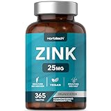 Zink Tabletten Hochdosiert 25mg | 365 Vegane Tabletten | Zinc Supplement | Immunsystem Booster für...