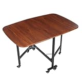 WINZING Klappbarer Couchtisch, 120 x 80 cm, verstellbarer Esstisch mit 6 Rädern, 3 Ebenen, Gestell...