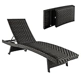 LIFEZEAL Klappbare Gartenliege Polyrattan, Relaxliege Sonnenliege mit 2 Rollen, Liegestuhl mit...