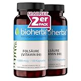 Folsäure Kapseln – 200 Stück mit 1000 µg Vitamin B9 zur Unterstützung normaler Zellteilung...
