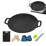 Besreey Runde Grillpfanne | aus Gusseisen im koreanischen Stil, antihaftbeschichtet für BBQ |...