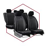 3er Set Saferide Autositzbezüge PKW universal | Auto Sitzbezüge Kunstleder Schwarz für Airbag...