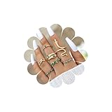 Inateannal Boho Smaragd Schlange Ring Knöchel Ringe Sets Kristall Schlange Finger Ringe Gold...