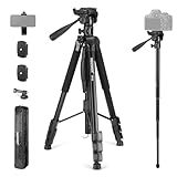NEEWER Basics TP05 74' Videostativ Einbeinstativ, 3 Wege Schwenk Neigekopf, kompatibel mit iPhone,...