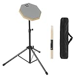 awagas Gummi Drum Practice Pads Drum übungspad kit 55-90cm Verstellbarer Bügel 8 Zoll schlagzeug...