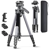 POLAM-FOTO Kamera stativ, 188 cm, Reisestativ mit Tragetasche, Stativköpfe, Aluminium, für...