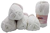 Ilkadim 5 x 100 Gramm Himalaya Velvet Micro-Polyester Strickwolle, Babywolle samtig 500 Gramm Wolle...