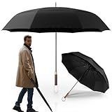 LOGAN & BARNES Stockschirm sturmfest [Ø120 cm] mit hochwertigem Echtholzgriff - XXL Regenschirm...