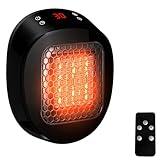 Steckdosen Heizlüfter mit Fernbedienung, Mini Keramik Heizung mit Thermostat und 12H Timer,...