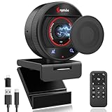 Angetube AI-Tracking 60FPS Webcam 2K, 1080P PC Kamera mit Fernbedienung, Stereo Mikrofonen, 8X...