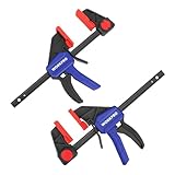 WORKPRO Einhandzwingen 2 Stück, Schraubzwingen Set 2 in 1 zum Spannen, Dehnen, Spannweite 150mm,...