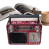 Yhsioaklo Tragbares FM-Radio, leistungsstarker Lautsprecher und starker Signalempfänger, Uhr mit...