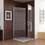 MIQU Duschkabine Eckeinstieg 90x90 x195cm Dusche 180°Schwingtür Duschwand Duschabtrennung NANO...