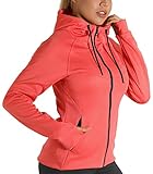 icyzone Damen Sportjacke Laufjacke voll Zip Trainingsjacke mit Kapuze, Fitness Hoodie Langarm Shirt...