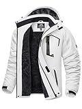 KEFITEVD Skijacke Herren Winddicht Softshelljacke Winter Warm Outdoorjacke mit Kapuze...